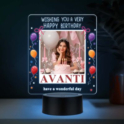 Personalized Birthday UV Print 7-Color LED Lamp – Custom Photo & Name Acrylic Light